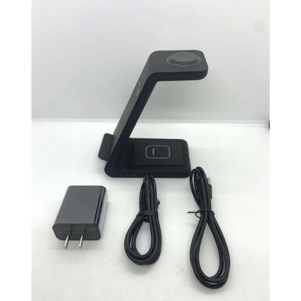 3 N 1 Wireless Fast Charging Station Type C USB Black Excellent Cond